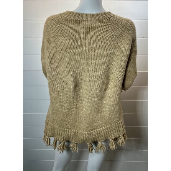 Kate Spade Broome Street Alpaca Tassel Fringe Pullover Sweater Tan Small Comfy - Picture 5 of 11